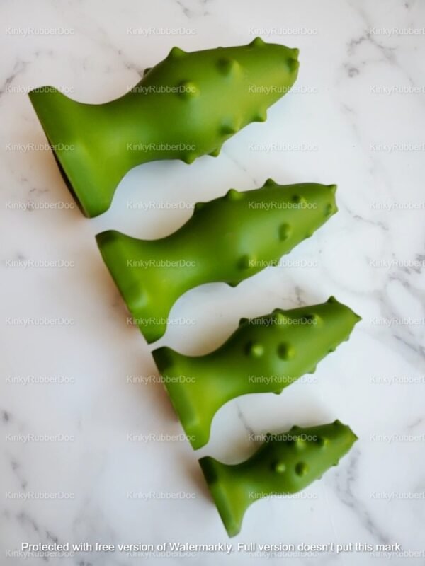 Set of 4 Tree Textured Silicone Butt Plug in soft TPE, displayed on marble background