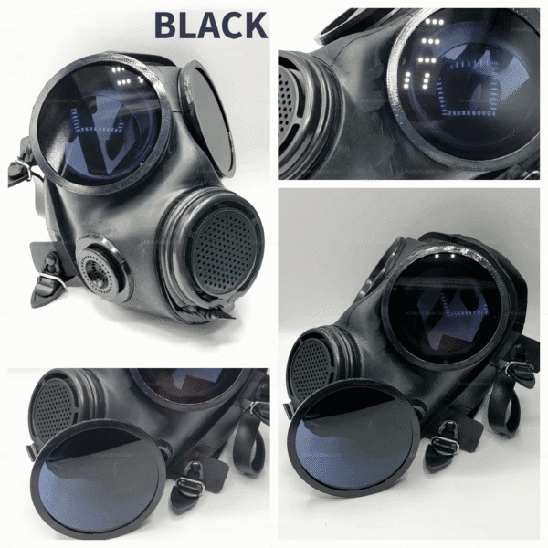 Black Lens Covers for Gas Mask S10, FM12, and MF20 – fully concealing and removable