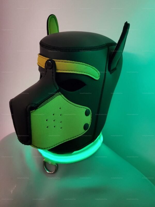 LED Pupplay Collar with D-ring for pupplay or cosplay – neon light collar by KinkyRubberDoc