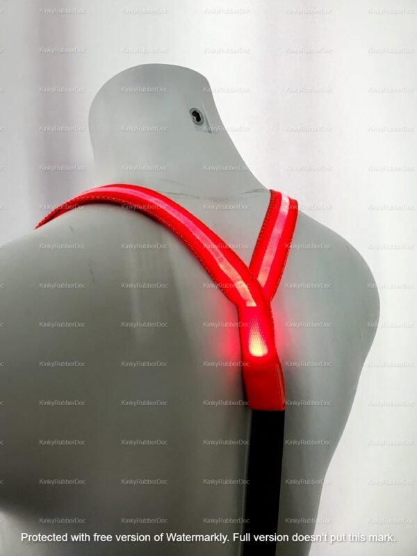 Red LED Glow Suspenders– USB Rechargeable Light-Up Harness