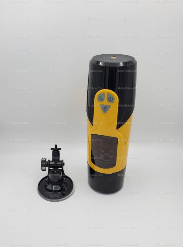 Black and yellow Transparent Suction Stroker Cup with detachable suction base and control buttons