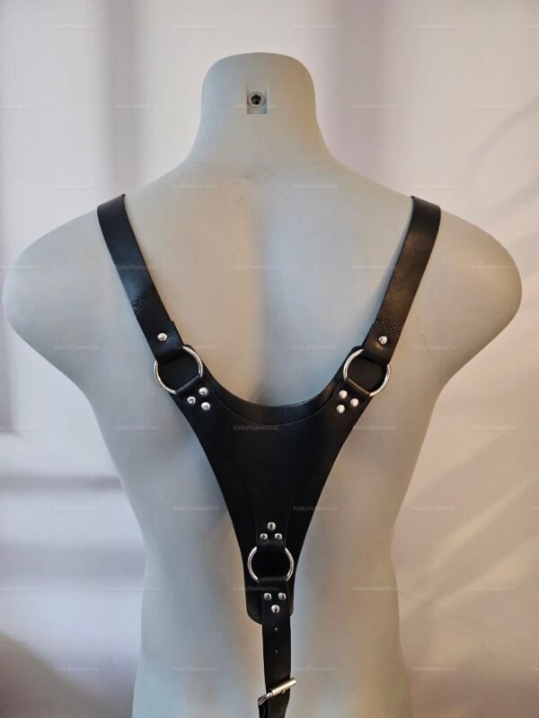 Front view of Back Harness with Suspenders and metal buckles, displayed on mannequin torso.