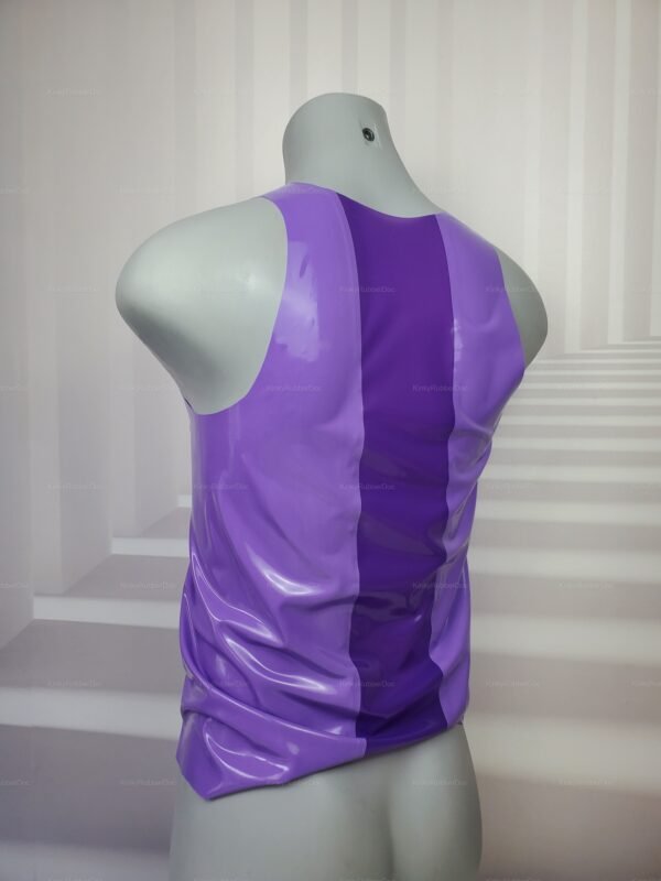 Glossy purple latex tank top with a sleek, form-fitting design.