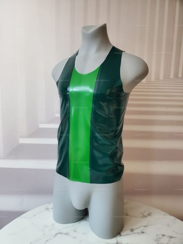Sleek rubber tank top with a striking green center stripe.