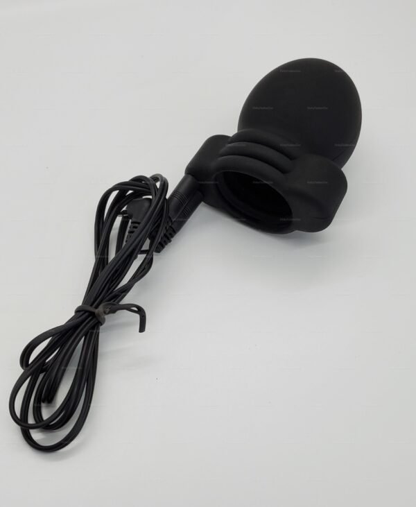 Black Electro Silicone Penis Head Teaser-sex cup with attached cable for intimate stimulation.
