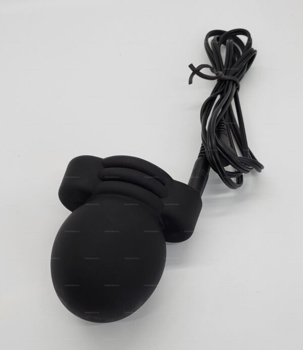 Black detachable electro cock cap with 2.5mm connector, featuring a smooth, rounded design and attached cable.