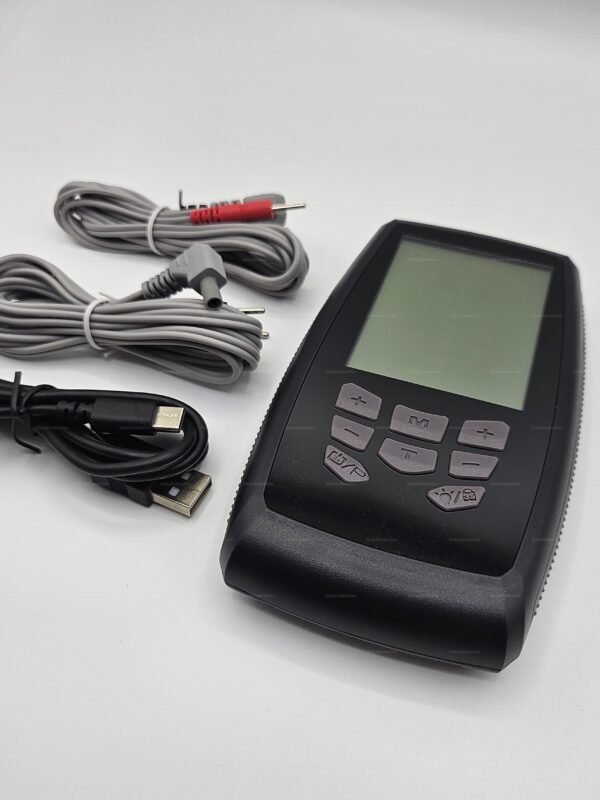 Sleek electro-power unit with cables for enhancing kink toys, featuring a modern design and intuitive controls.