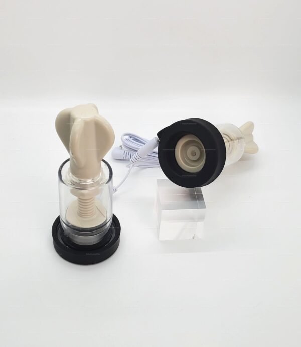 Electro Vacuum Cups set featuring sleek design with transparent and black accents, offering an enticing sensory experience.