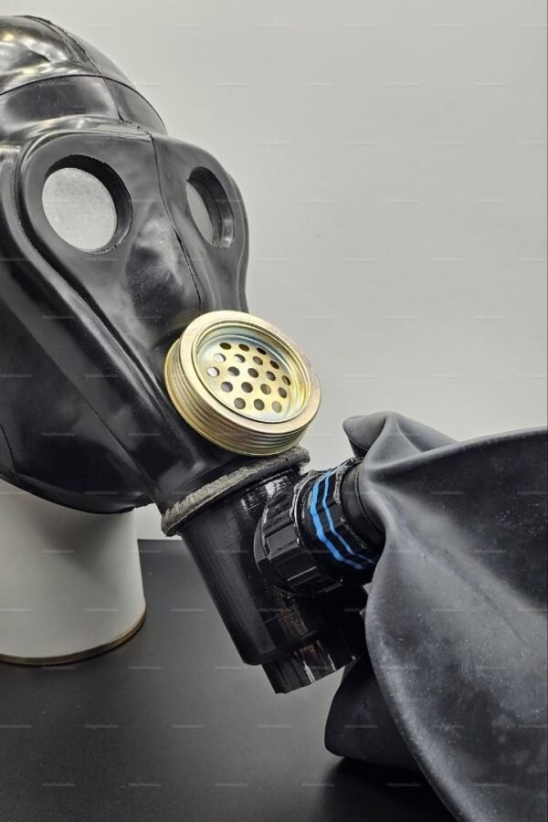 Retro rubber hood with voice output, featuring a sleek black design and metallic accents.