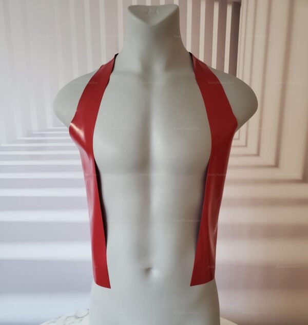 Red Latex Bar Vest for men with sleek and daring design.