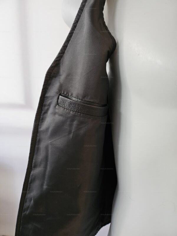 Sleek men's leather vest with an open chest design, perfect for bold, edgy fashion statements.