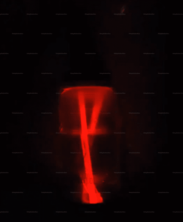 A glowing red bottle with LED lights, designed for breathplay enthusiasts, featuring a sleek, remote-controlled design.