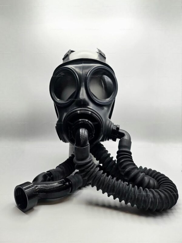 A S10/FM12 Gas Mask Upgrade Set with RD40 thread and flexible tubing, designed for an edgy and adventurous vibe.