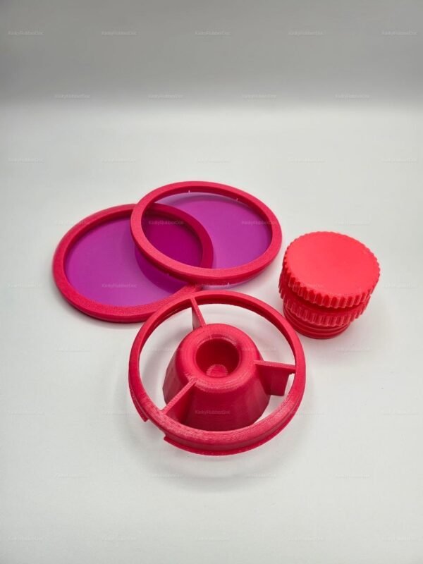 KinkyRubberDoc s10-fm12-lens-brv-front-kit-upgrade-pink features vibrant pink components designed for a bold and playful aesthetic.