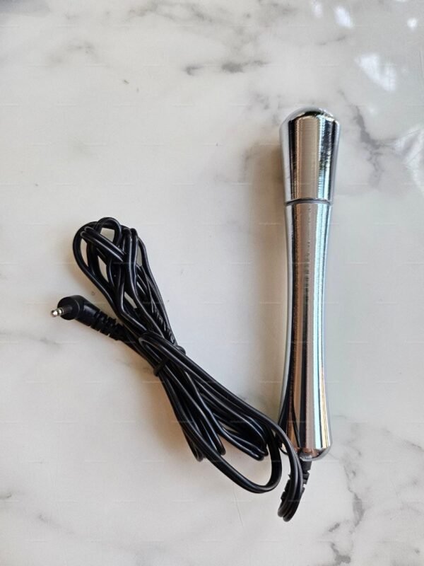 Sleek, Smooth Steel Electro Plug and attached black cord for electrifying sensations.