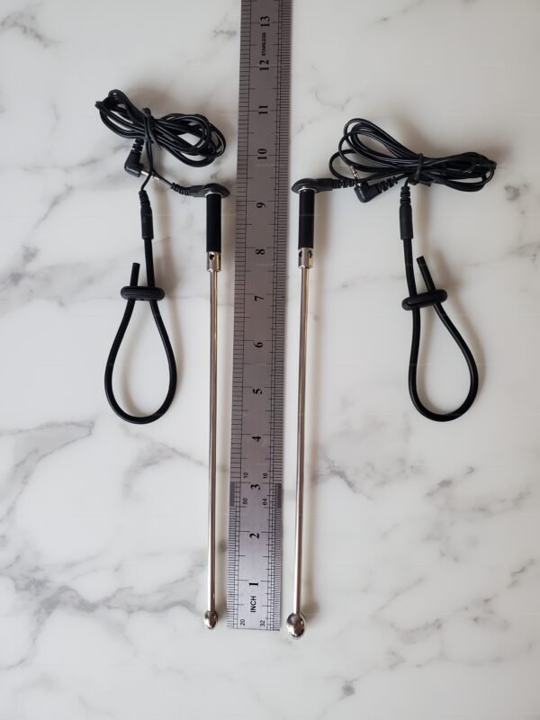 A sleek collection of urethral electro inserts made from premium silicone and metal, featuring a modern design and adjustable loops.